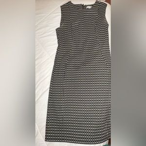 Calvin Klein 
Sheath dress 
Black and white square design
Gold zipper
Sleeveless